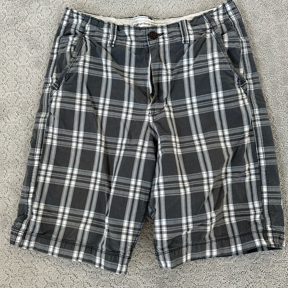 American Eagle Outfitters Black and White Plaid Shorts
